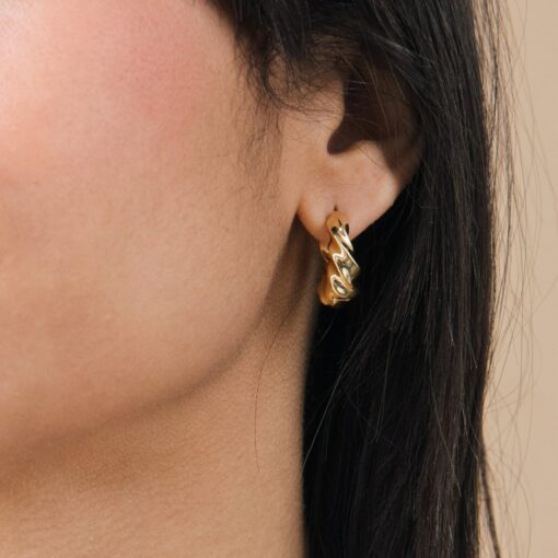 Statement Spiral Hoops Modern Geometric Huggies for a Minimalist Touch (ER106) - Image 3