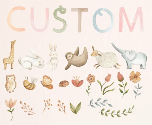 Personalized Woodland Nursery Name Decal with Animal and Floral Stickers Create a Magical Forest for Your Little One - Image 2