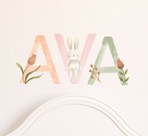 Personalized Woodland Nursery Name Decal with Animal and Floral Stickers Create a Magical Forest for Your Little One - Image 4