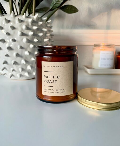 Pacific Coast Serenity Handcrafted Amber Candle in Eco-Friendly Jar - Image 2