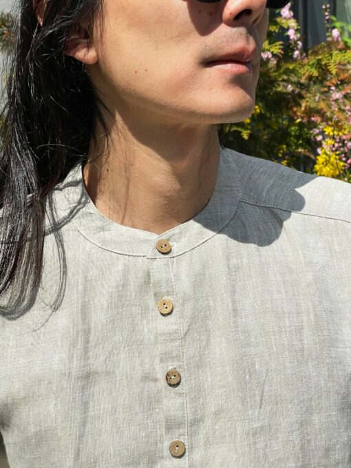 Timeless Linen Henley Elevate Your Style with Natural Elegance - Image 3