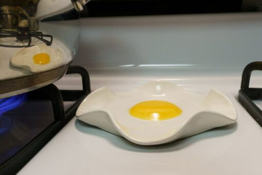 ?? Elevate Your Kitchen Handmade Ceramic Fried Egg Spoon Rest (5" Wide) - Image 4