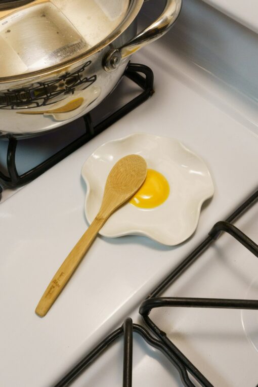 ?? Elevate Your Kitchen Handmade Ceramic Fried Egg Spoon Rest (5" Wide) - Image 3