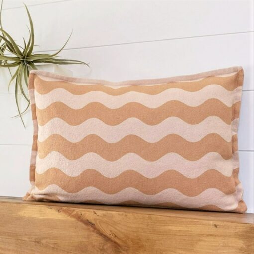Terracotta Wavy Stripe Pillow Cover Elevate Your Home Decor with Bohemian Charm - Image 3