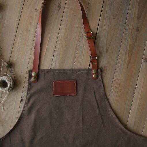 Personalized Full Gray Canvas Apron Elevate Your Culinary Style with Adjustable Comfort - Image 4