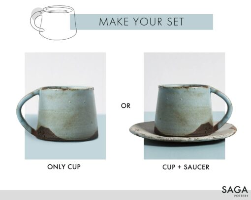 Artisan-Crafted Pottery Mug and Saucer A Scandinavian-Inspired Masterpiece for Your Farmhouse Kitchen - Image 5
