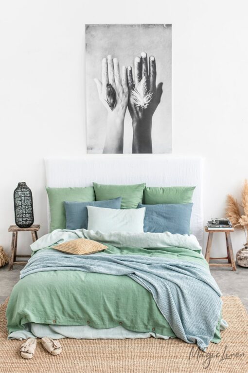 Cozy Haven Waffle-Weave Linen Throw in Serene Dusty Blue - Image 5