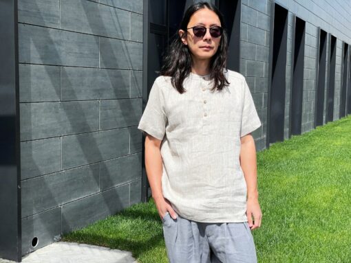Timeless Linen Henley Elevate Your Style with Natural Elegance - Image 2