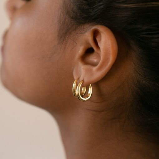 Bold and Elegant Chunky Gold Hinged Hoops by Caitlyn Minimalist - Image 4