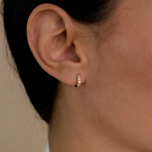 Diamond-Studded Pave Huggie Hoops Minimalist Elegance for Every Occasion - Image 2