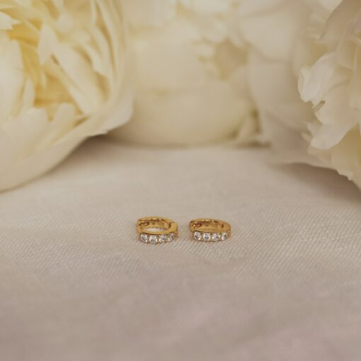 Diamond-Studded Pave Huggie Hoops Minimalist Elegance for Every Occasion - Image 4