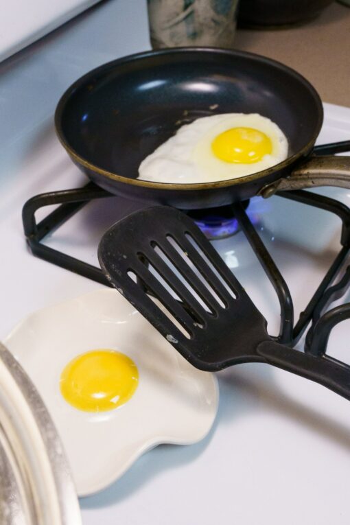?? Elevate Your Kitchen Handmade Ceramic Fried Egg Spoon Rest (5" Wide) - Image 2