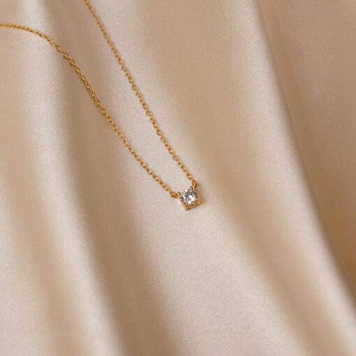 Captivating Diamond Solitaire Necklace A Minimalist Masterpiece for Bridesmaids and Special Occasions (NR048) - Image 2