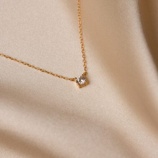 Captivating Diamond Solitaire Necklace A Minimalist Masterpiece for Bridesmaids and Special Occasions (NR048) - Image 4