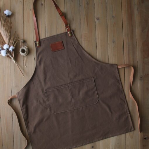 Personalized Full Gray Canvas Apron Elevate Your Culinary Style with Adjustable Comfort - Image 3