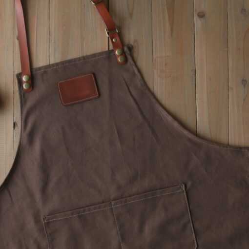 Personalized Full Gray Canvas Apron Elevate Your Culinary Style with Adjustable Comfort - Image 5