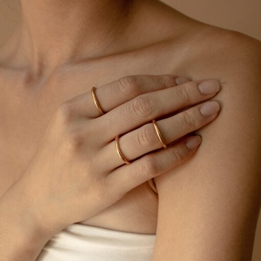 Minimalist Gold Ring Delicate Sterling Silver Band for Stacking, Pinky, Midi, or Knuckle - Image 5