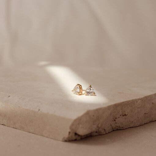 Sparkling Trillion Cut Diamond Stud Earrings Minimalist Elegance for Everyday Glamour - Image 2