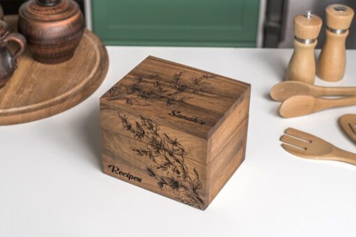 Personalized Wooden Recipe Box with Dividers and Recipe Cards A Cherished Gift from Daughter to Mom - Image 2