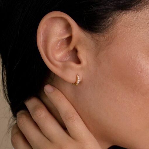 Diamond-Studded Pave Huggie Hoops Minimalist Elegance for Every Occasion - Image 3