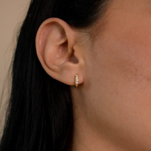 Diamond-Studded Pave Huggie Hoops Minimalist Elegance for Every Occasion - Image 5