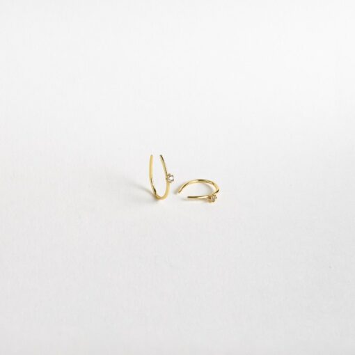 Petite Diamond Hoops Delicate Gold Earrings for Bridesmaids and Special Occasions (ER155) - Image 5