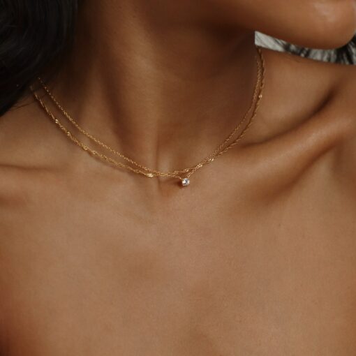 Captivating Diamond Solitaire Necklace A Minimalist Masterpiece for Bridesmaids and Special Occasions (NR048) - Image 5
