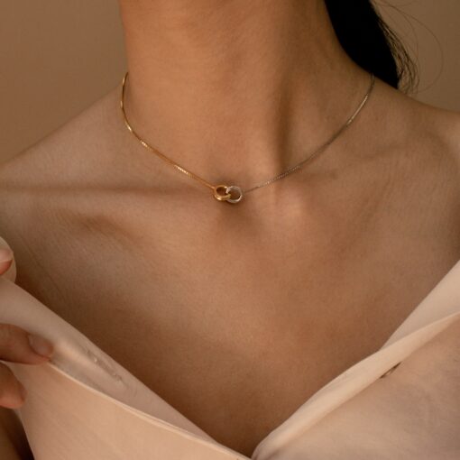 Caitlyn Minimalist Eternity Circle Necklace Timeless Elegance in Sterling Silver - Image 6