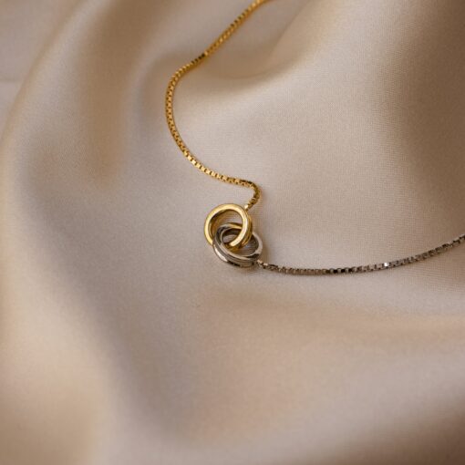Caitlyn Minimalist Eternity Circle Necklace Timeless Elegance in Sterling Silver - Image 2