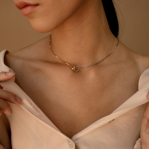 Caitlyn Minimalist Eternity Circle Necklace Timeless Elegance in Sterling Silver - Image 5