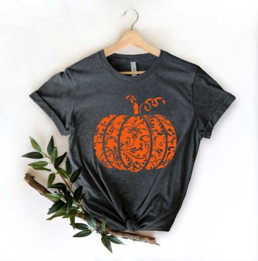 Festive Floral Pumpkin Shirt Enchanting Autumn Blooms for Halloween and Fall - Image 4