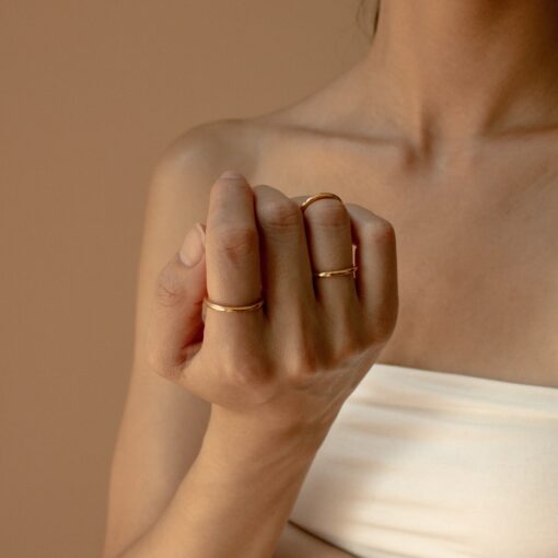 Minimalist Gold Ring Delicate Sterling Silver Band for Stacking, Pinky, Midi, or Knuckle - Image 2