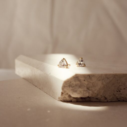 Sparkling Trillion Cut Diamond Stud Earrings Minimalist Elegance for Everyday Glamour - Image 3