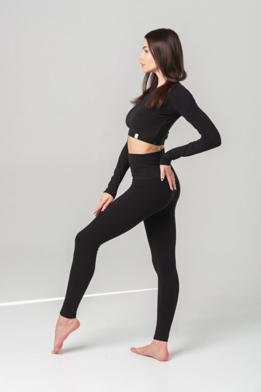Premium Black Cotton Leggings Elevate Your Yoga, Gym, and Training Sessions - Image 2