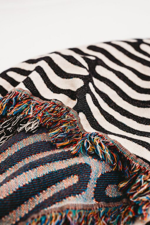Modern Woven Throw Blanket Minimalist Black and White Accent for Couch or Bed - Image 4