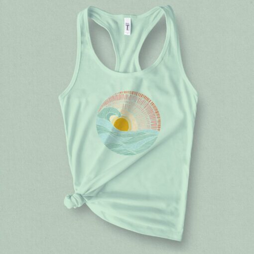 Sunset Surf Vibes Barrel Wave Graphic Tank Top for Summer Adventures - Image 6
