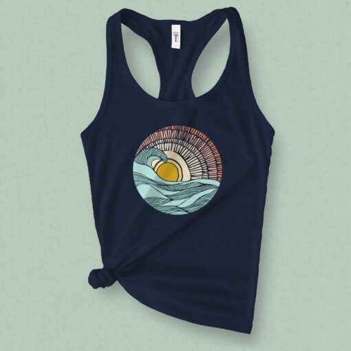 Sunset Surf Vibes Barrel Wave Graphic Tank Top for Summer Adventures - Image 4