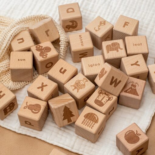 Unleash Creativity Natural Wooden Letter Blocks for Personalized Play and Learning - Image 4