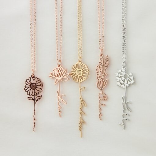 Personalized Birth Flower Necklace A Timeless Gift for Her - Image 3