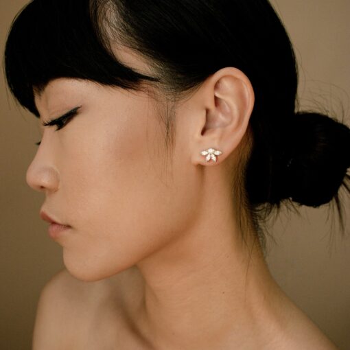Sparkling Elegance Marquise Diamond Earrings in Shimmering Gold - Image 5