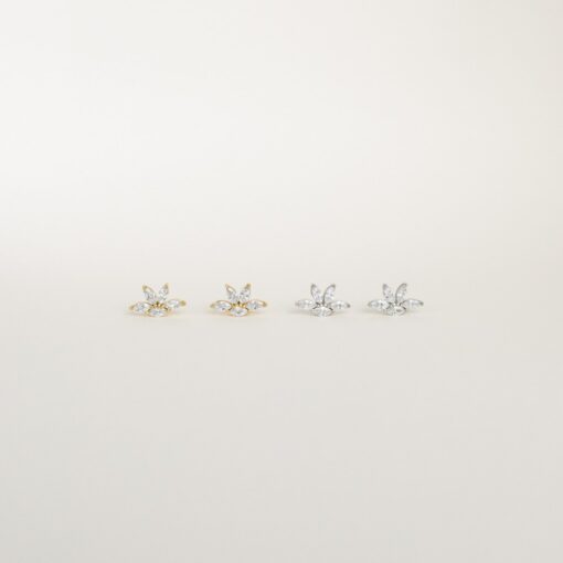 Sparkling Elegance Marquise Diamond Earrings in Shimmering Gold - Image 4
