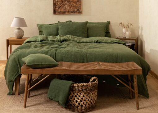 Indulge in Tranquility Luxurious Green Linen Bedding Set, Crafted from 100% Natural Flax, Customizable to Your Dreamy Dimensions - Image 2