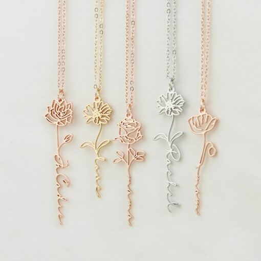 Personalized Birth Flower Necklace A Timeless Gift for Her - Image 4