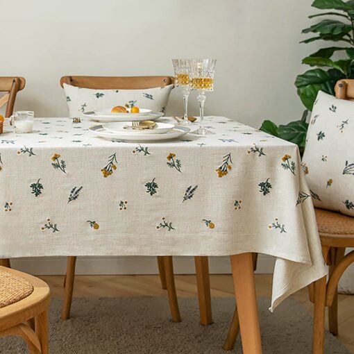 Embroidered Elegance Custom Cotton-Linen Tablecloths for Every Occasion - Image 4