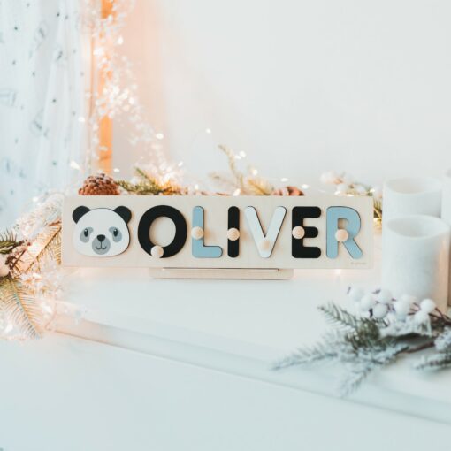 Woodland Animal Name Puzzle Educational Montessori Toy for Toddlers and Baby Shower Gift - Image 4
