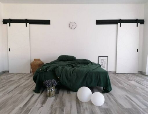 Luxurious Stonewashed Linen Fitted Sheet Indulge in Emerald Elegance - Image 4