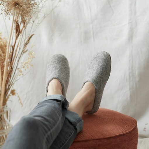 Cozy Comfort Fair Trade Eco Felt Mule Slippers with Suede Sole - Image 3