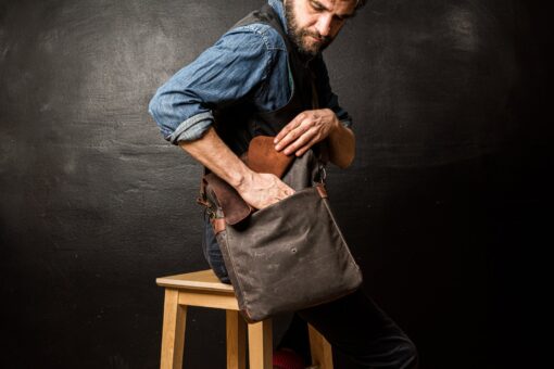 Premium Leather and Waxed Canvas Messenger Bag The Perfect Laptop and Everyday Carry Companion - Image 2