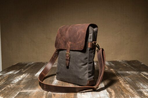 Premium Leather and Waxed Canvas Messenger Bag The Perfect Laptop and Everyday Carry Companion - Image 3