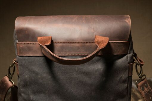 Premium Leather and Waxed Canvas Messenger Bag The Perfect Laptop and Everyday Carry Companion - Image 4